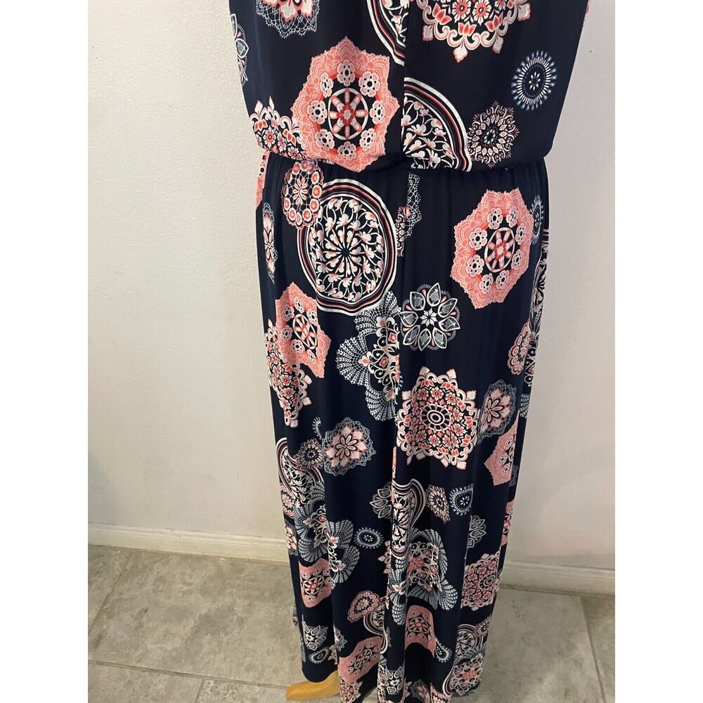 Robbie Bee Women's Printed Halter Maxi Dress Sz L ,Floral Navy Summer Boho Chic - Picture 9 of 11